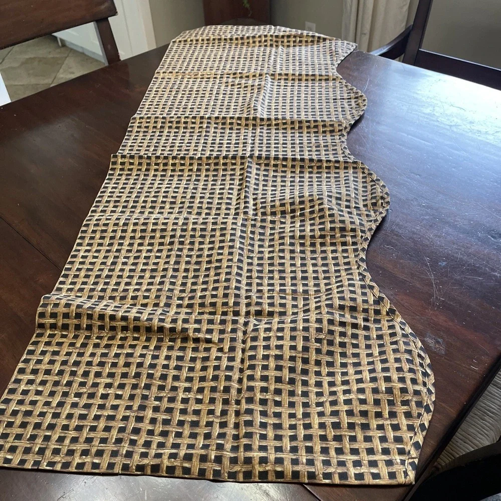 Waverly Tiki Print Valance‎ Rod Pocket Ebony Bamboo Tropical Window Treatment